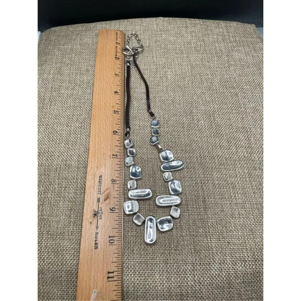RLM Soho Stamped Silver and Black Leather Necklace Vintage Robert Lee Morris